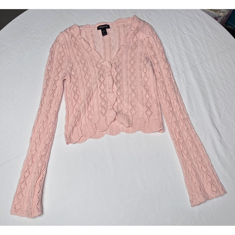 Arden B. Pink Knit Cardigan Longsleeve Size Medium